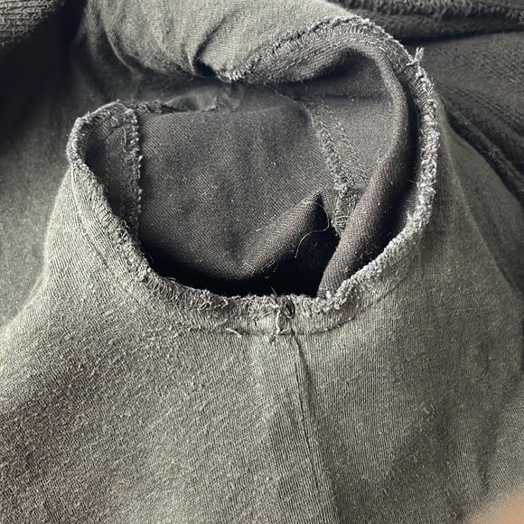 Free People Jacket Coat Coated Black Drape Front Zipper Fringe Distressed Moto - Picture 10 of 11